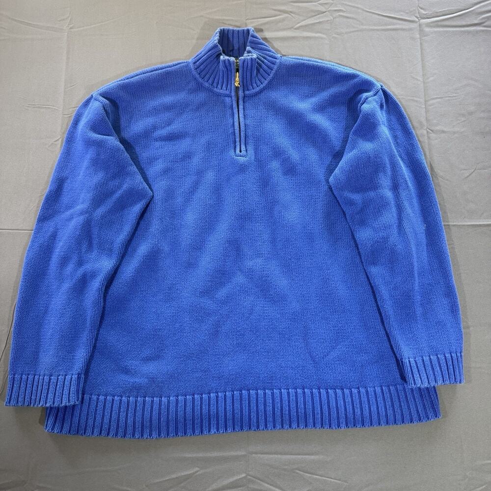 Lauren Ralph Lauren Blue Quarter Zip Pullover Large Gold Hardware